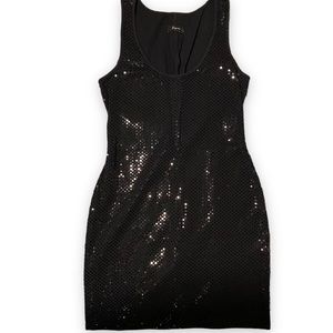 Express Mini Little Black Dress Shiny Sequin Bodycon